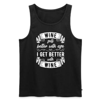 Wine Gets Better With Age Wine Toast - Men's Premium Organic Tank Top - black - Front - AI Model Male 178 light (178cm)