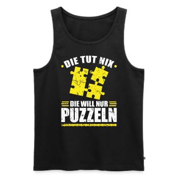 Lustiges Puzzle - Männer Premium Bio Tank Top - Schwarz - Vorne - AI Model Male 178 light (178cm)