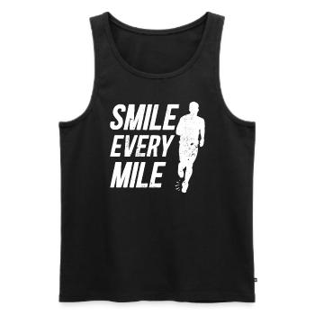 Smile Every Mile Läufer Spruch - Männer Premium Bio Tank Top - Schwarz - Vorne - AI Model Male 178 light (178cm)