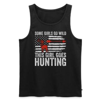Deer Hunting Huntress Saying Hunting - Men's Premium Organic Tank Top - black - Front - Michal (187cm)