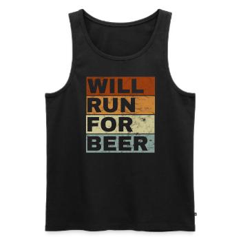 Courra pour les coureurs drôles de bière - Débardeur bio Premium Homme - noir - Devant - AI Model Male 178 light (178cm)