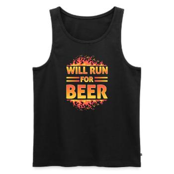 Courra pour les coureurs drôles de bière - Débardeur bio Premium Homme - noir - Devant - AI Model Male 178 light (178cm)