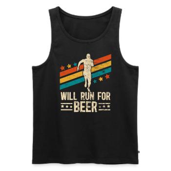 Courra pour les coureurs drôles de bière - Débardeur bio Premium Homme - noir - Devant - AI Model Male 178 light (178cm)