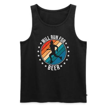 Courra pour les coureurs drôles de bière - Débardeur bio Premium Homme - noir - Devant - AI Model Male 178 light (178cm)