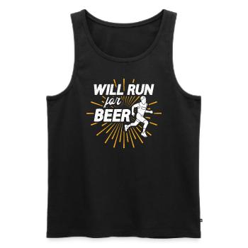 Courra pour les coureurs drôles de bière - Débardeur bio Premium Homme - noir - Devant - AI Model Male 178 light (178cm)