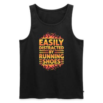 Abgelenkt durch Laufschuhe - Läufer Laufen Runner - Männer Premium Bio Tank Top - Schwarz - Vorne - Michal (187cm)