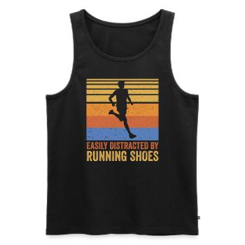 Abgelenkt durch Laufschuhe - Läufer Laufen Runner - Männer Premium Bio Tank Top - Schwarz - Vorne - Michal (187cm)