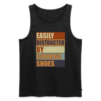 Abgelenkt durch Laufschuhe - Läufer Laufen Runner - Männer Premium Bio Tank Top - Schwarz - Vorne - Michal (187cm)