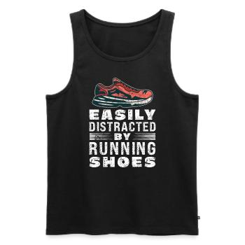 Abgelenkt durch Laufschuhe - Läufer Laufen Runner - Männer Premium Bio Tank Top - Schwarz - Vorne - Michal (187cm)