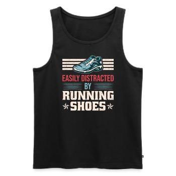 Abgelenkt durch Laufschuhe - Läufer Laufen Runner - Männer Premium Bio Tank Top - Schwarz - Vorne - Michal (187cm)