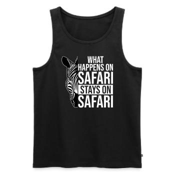 What happens on Safari stays on Safari Africa - Men's Premium Organic Tank Top - black - Front - AI Model Male 178 light (178cm)