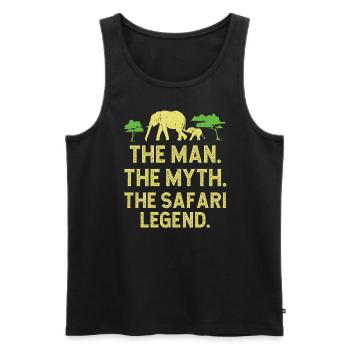 Africa Safari Man Mythe La légende du safari - Débardeur bio Premium Homme - noir - Devant - Michal (187cm)