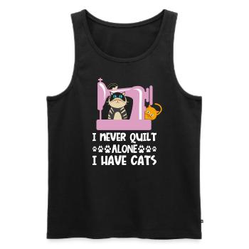 Quilter Seamstresses Saying Cat Love Pet - Men's Premium Organic Tank Top - black - Front - AI Model Male 178 light (178cm)