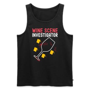 Wine Scene Investigator True Crime Weintrinker - Männer Premium Bio Tank Top - Schwarz - Vorne - AI Model Male 178 light (178cm)