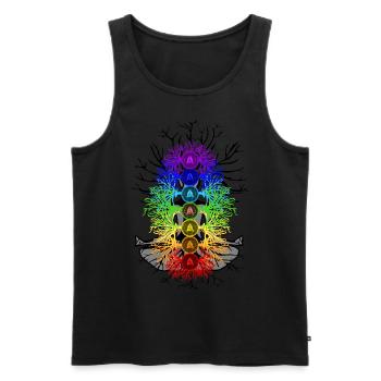 Chakra Baum des Lebens - Männer Premium Bio Tank Top - Schwarz - Vorne - Michal (187cm)