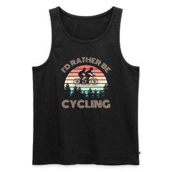 I D RATHER be cycling Fahrrad Spruch Retro Sonne - Männer Premium Bio Tank Top - Schwarz - Vorne - Michal (187cm)