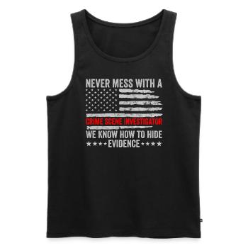 Forensic Technician Crime Scene Investigator Forensic Sentence - Men's Premium Organic Tank Top - black - Front - AI Model Male 178 light (178cm)