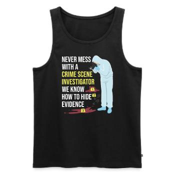 Forensic Technician Crime Scene Investigator Forensic Sentence - Men's Premium Organic Tank Top - black - Front - AI Model Male 178 light (178cm)