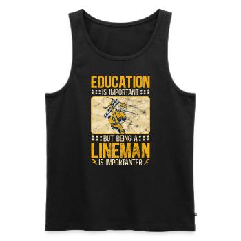 Funny High Voltage Electrician Saying Electrics - Men's Premium Organic Tank Top - black - Front - AI Model Male 178 light (178cm)