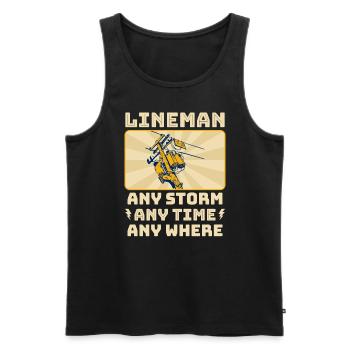 Funny High Voltage Electrician Saying Electrics - Men's Premium Organic Tank Top - black - Front - AI Model Male 178 light (178cm)