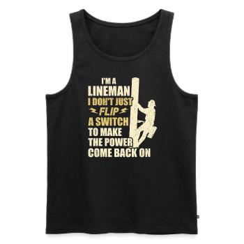Power Lineman Power Line Electrician - Men's Premium Organic Tank Top - black - Front - AI Model Male 178 light (178cm)