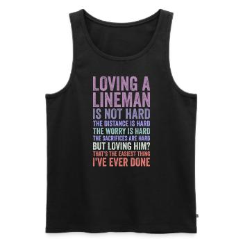 Wife of a high-voltage electrician - Men's Premium Organic Tank Top - black - Front - AI Model Male 178 light (178cm)