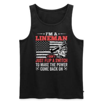 Power Lineman Power Line Electrician - Men's Premium Organic Tank Top - black - Front - AI Model Male 178 light (178cm)