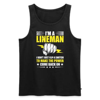 Power Lineman Power Line Electrician - Men's Premium Organic Tank Top - black - Front - AI Model Male 178 light (178cm)