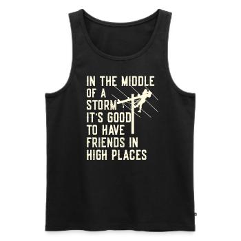 Power Lineman Power Line Electrician - Men's Premium Organic Tank Top - black - Front - AI Model Male 178 light (178cm)
