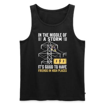 Power Lineman Power Line Electrician - Men's Premium Organic Tank Top - black - Front - AI Model Male 178 light (178cm)