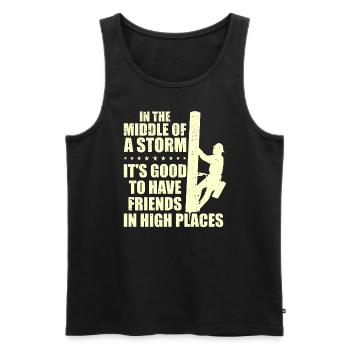 Power Lineman Power Line Electrician - Men's Premium Organic Tank Top - black - Front - AI Model Male 178 light (178cm)