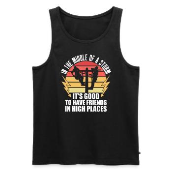 Power Lineman Power Line Electrician - Men's Premium Organic Tank Top - black - Front - AI Model Male 178 light (178cm)