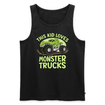 Ce gamin adore les camions monstres - Débardeur bio Premium Homme - noir - Devant - Michal (187cm)