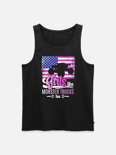 Girls also like monster trucks girls monsters - Men's Premium Organic Tank Top - black