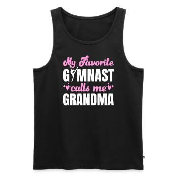 Ma gymnaste préférée m’appelle Grand-mère Turnsport - Débardeur bio Premium Homme - noir - Devant - AI Model Male 178 light (178cm)