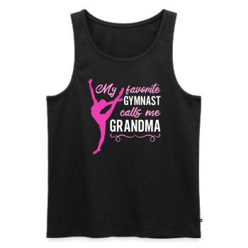 Ma gymnaste préférée m’appelle Grand-mère Turnsport - Débardeur bio Premium Homme - noir - Devant - AI Model Male 178 light (178cm)