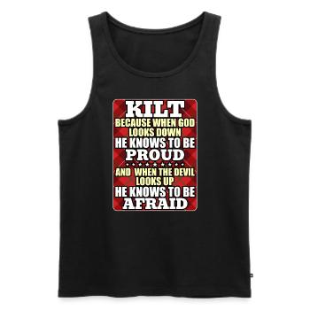 Scottish Kilt Saying Scottish Skirt Scotland - Men's Premium Organic Tank Top - black - Front - AI Model Male 178 light (178cm)