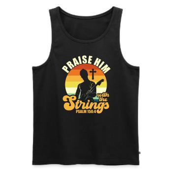 Lobe Ihn Mit Den Saiten Christliche Kirchenmusik - Männer Premium Bio Tank Top - Schwarz - Vorne - AI Model Male 178 light (178cm)