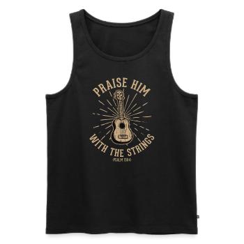 Lobe Ihn Mit Den Saiten Christliche Kirchenmusik - Männer Premium Bio Tank Top - Schwarz - Vorne - AI Model Male 178 light (178cm)
