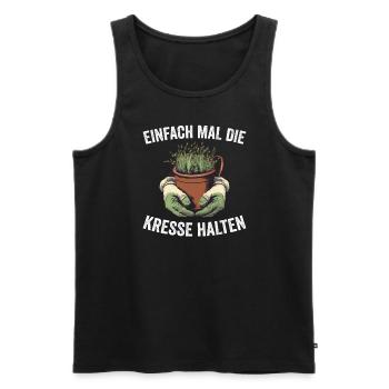 Einfach Mal die Kresse Halten Gartenlust Gärtner - Männer Premium Bio Tank Top - Schwarz - Vorne - Michal (187cm)