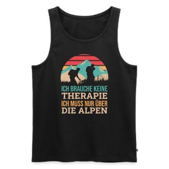 Brauche Keine Therapie Alpen Alpenüberquerung - Männer Premium Bio Tank Top - Schwarz - Vorne - Michal (187cm)