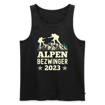 Alpenbezwinger 2023 Alpenüberquerung Finisher - Männer Premium Bio Tank Top - Schwarz - Vorne - Michal (187cm)