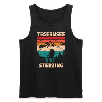 Traversée des Alpes Tegernsee Sterzing - Débardeur bio Premium Homme - noir - Devant - AI Model Male 178 light (178cm)