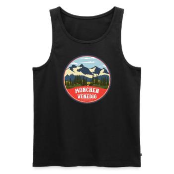 Alpenüberquerung München Venedig Fernwanderweg - Männer Premium Bio Tank Top - Schwarz - Vorne - Michal (187cm)