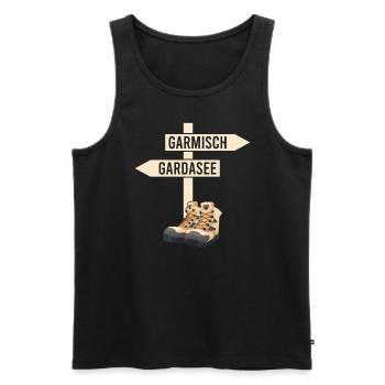 Crossing the Alps Garmisch Lake Garda - Men's Premium Organic Tank Top - black - Front - AI Model Male 178 light (178cm)