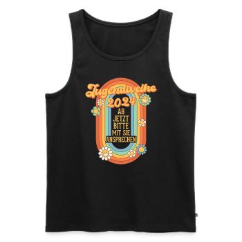 Youth Consecration 2024 From now on, please address them - Men's Premium Organic Tank Top - black - Front - AI Model Male 178 light (178cm)
