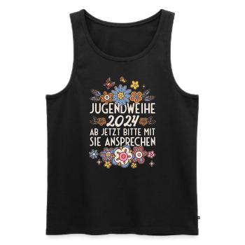 Jugendweihe 2024 Ab Jetzt Bitte Mit Sie Ansprechen - Männer Premium Bio Tank Top - Schwarz - Vorne - Michal (187cm)