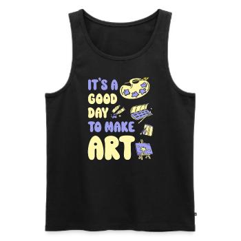 Professeur d’art Drôle de dicteur Cours d’art Cours d’art - Débardeur bio Premium Homme - noir - Devant - Michal (187cm)