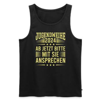 Jugendweihe 2024 Ab Jetzt Bitte Mit Sie Ansprechen - Männer Premium Bio Tank Top - Schwarz - Vorne - Michal (187cm)