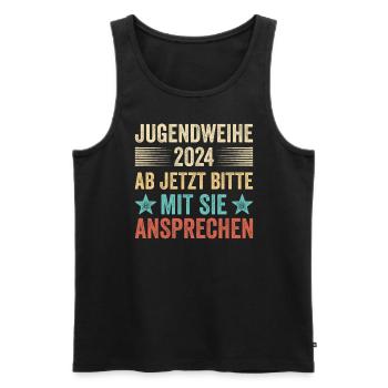Jugendweihe 2024 Ab Jetzt Bitte Mit Sie Ansprechen - Männer Premium Bio Tank Top - Schwarz - Vorne - Michal (187cm)